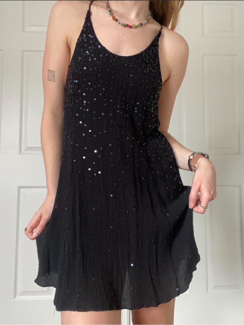 Black Sequin Slip Dress - Women's Party Dress